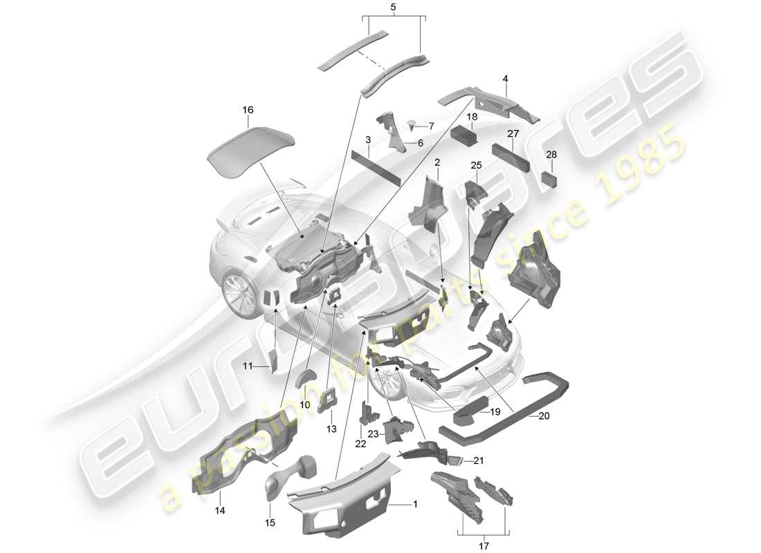 porsche cayman gt4 (2016) body shell part diagram