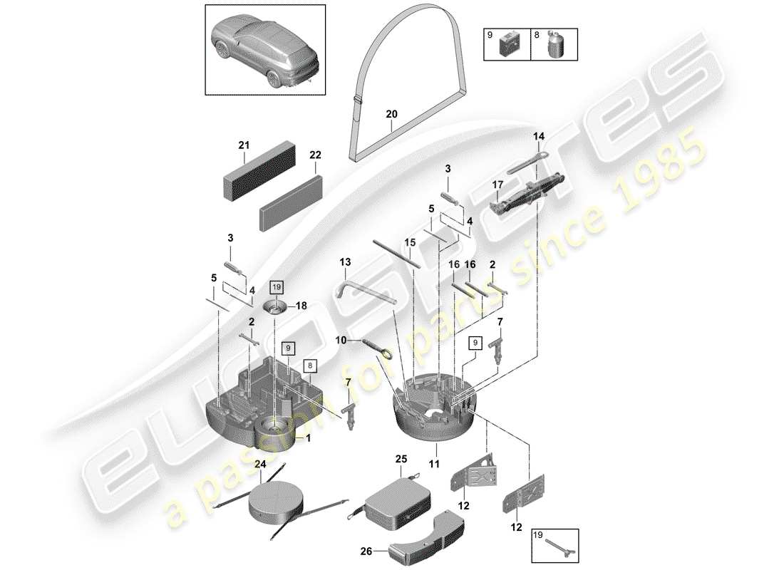 porsche cayenne e3 (2018) tool part diagram