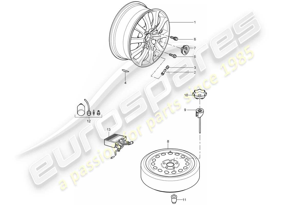 porsche cayenne (2008) wheels part diagram