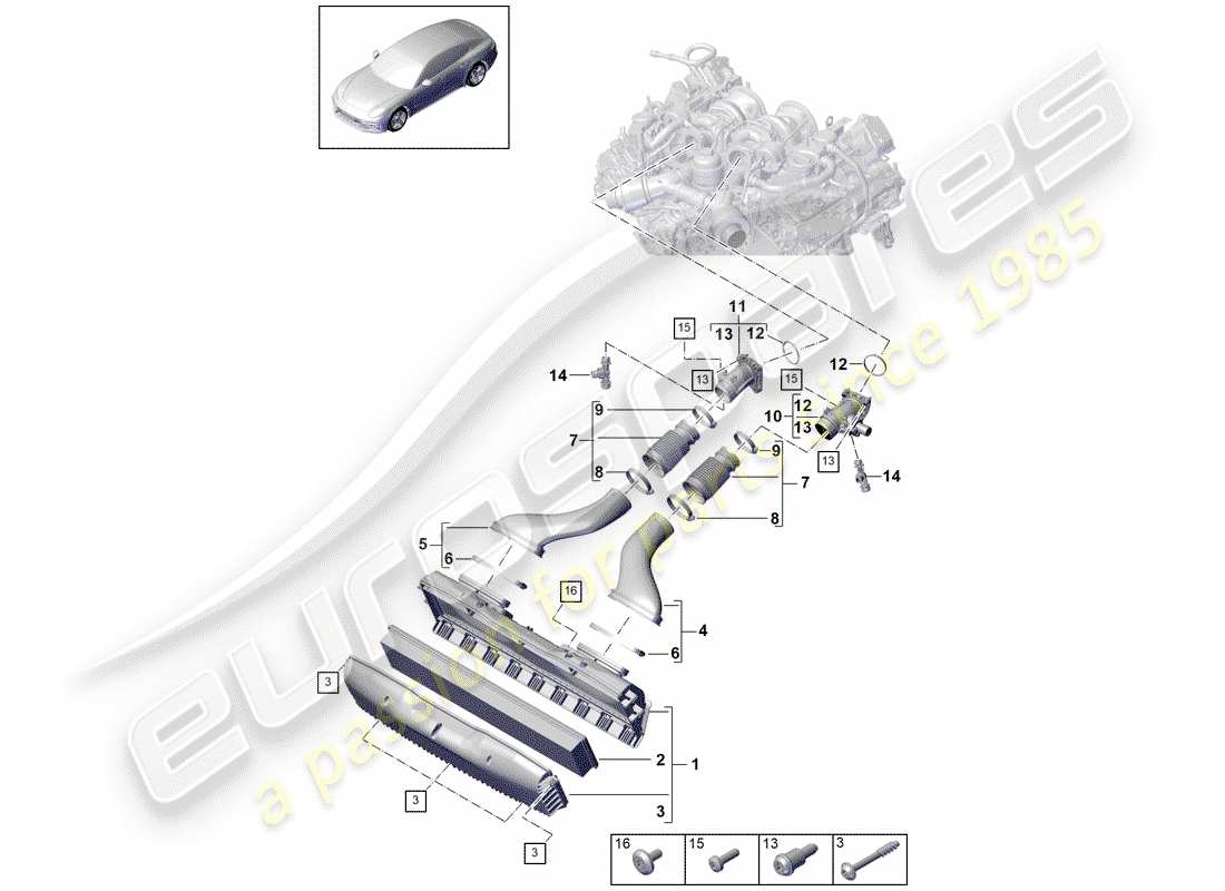 porsche panamera 971 (2017) air cleaner housing part diagram