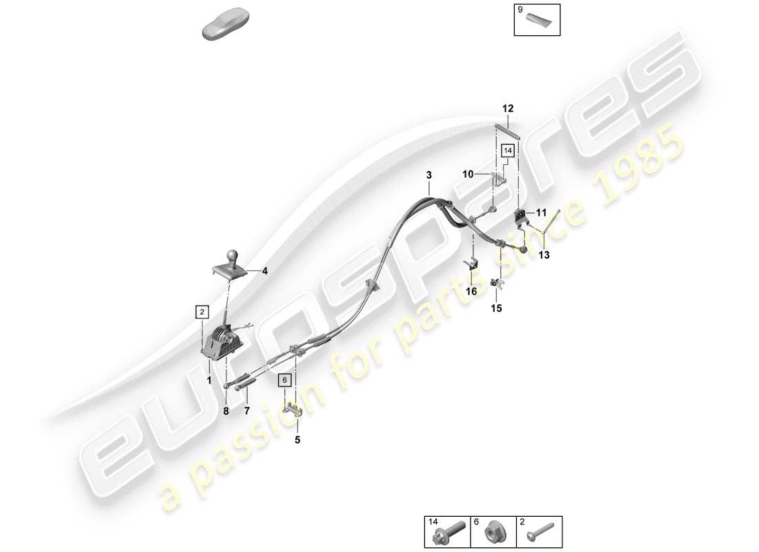 porsche boxster spyder (2019) shift mechanism part diagram