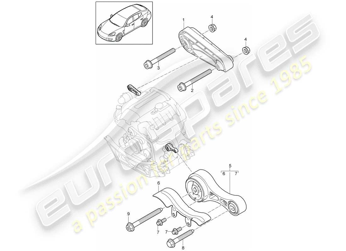 porsche panamera 970 (2010) engine suspension part diagram