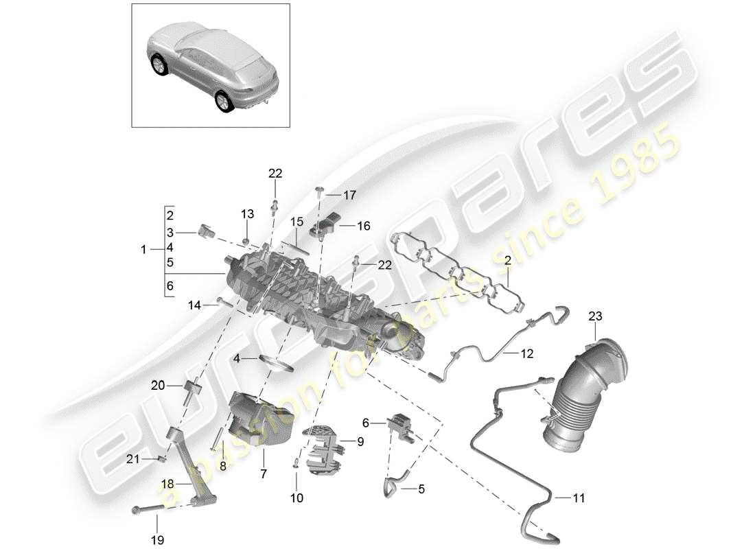 porsche macan (2018) intake manifold part diagram