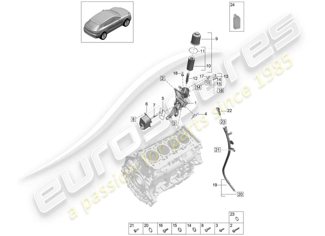 porsche macan (2020) oil filter part diagram