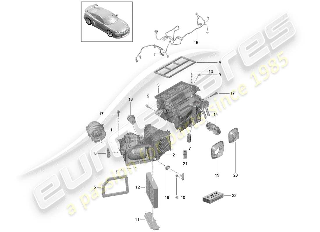 porsche cayman gt4 (2016) air conditioner part diagram