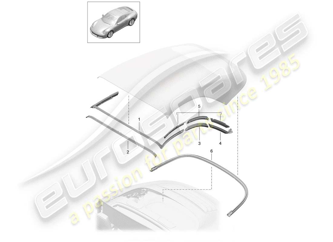 porsche 991 gen. 2 (2020) convertible top part diagram