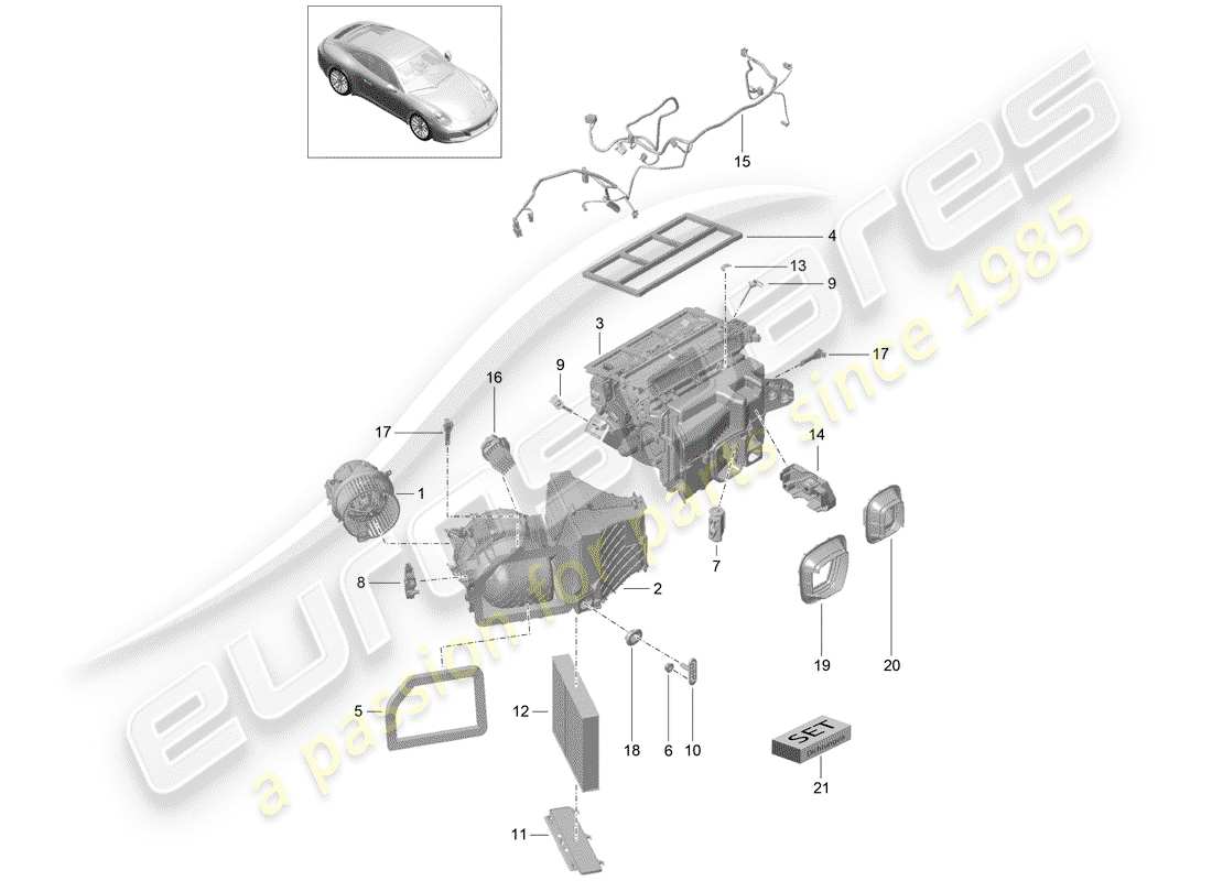 porsche 991 gen. 2 (2020) air conditioner part diagram