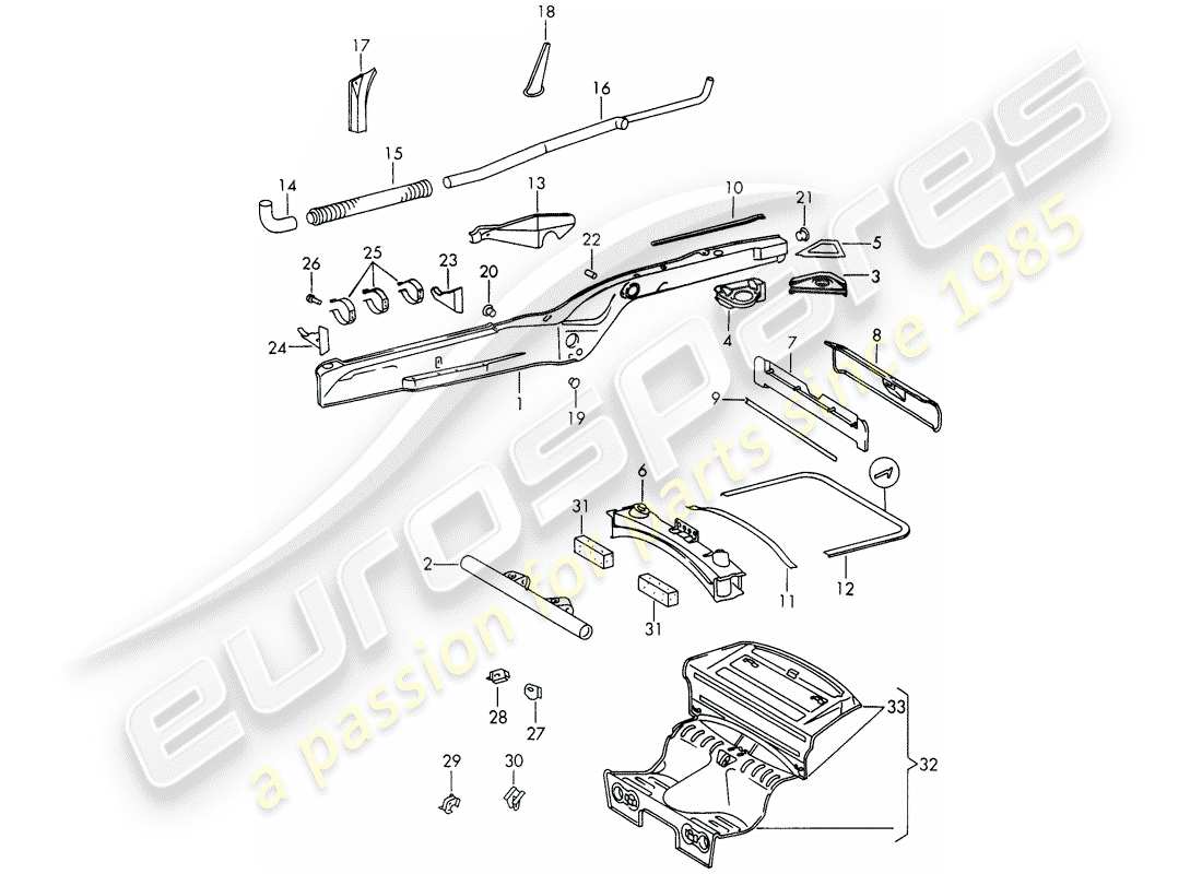 porsche 911/912 (1969) frame part diagram