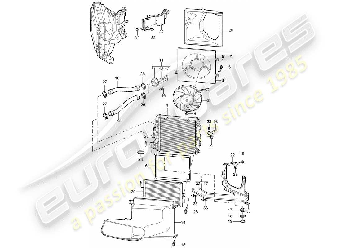 porsche 997 gt3 (2010) water cooling 3 part diagram