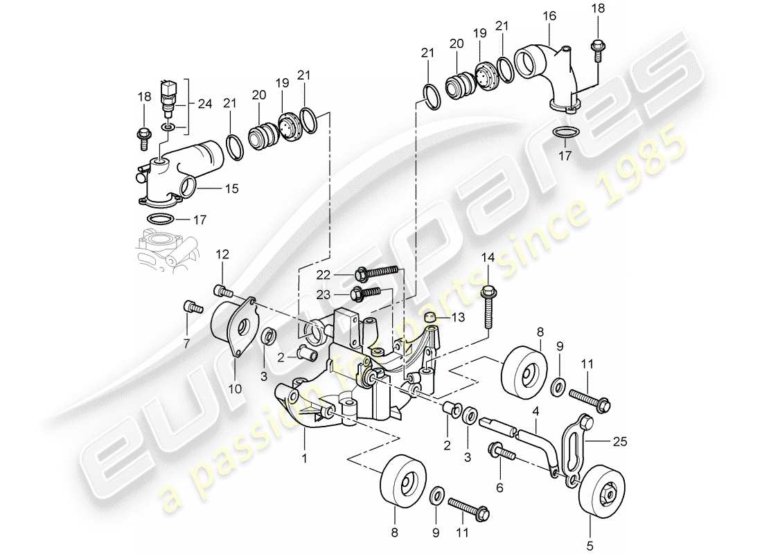 porsche 997 t/gt2 (2009) belt tensioner part diagram