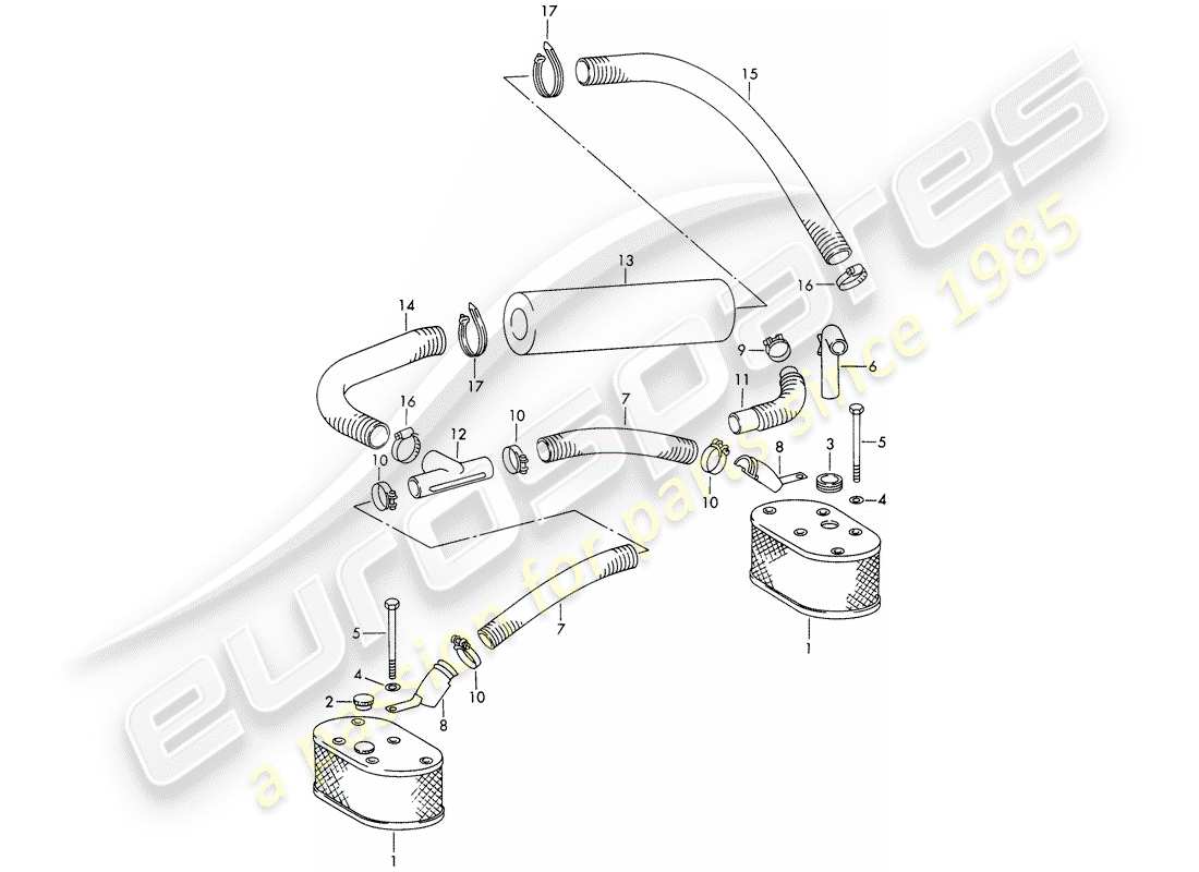 porsche 911/912 (1965) oil wetted air cleaner - for vehicles with - 5-speed - transmission - not for: - (i),(f) - for - (usa) - m 075 0001 >> part diagram