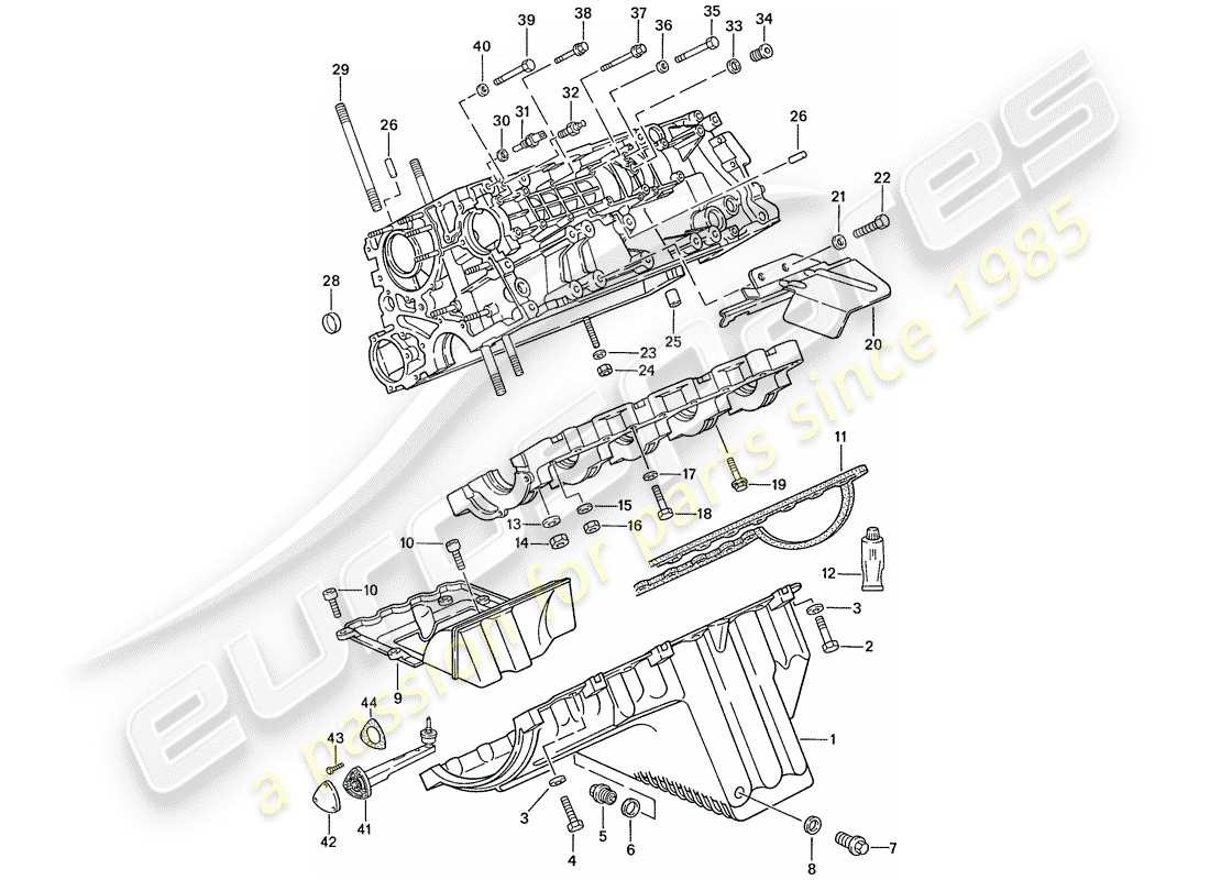 porsche 944 (1989) crankcase - fasteners - repair set for maintenance - see illustration: part diagram