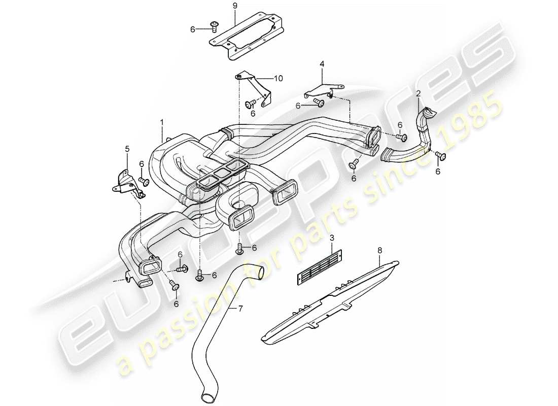 porsche carrera gt (2004) heater - air distributor part diagram