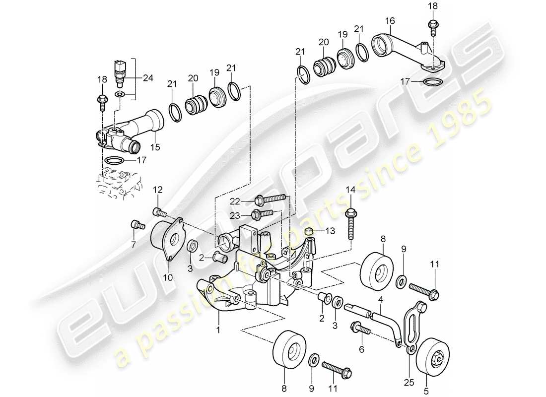 porsche 997 gt3 (2008) belt tensioner part diagram