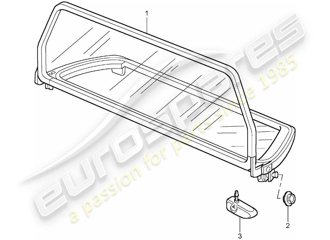 porsche 996 t/gt2 (2005) windscreen part diagram