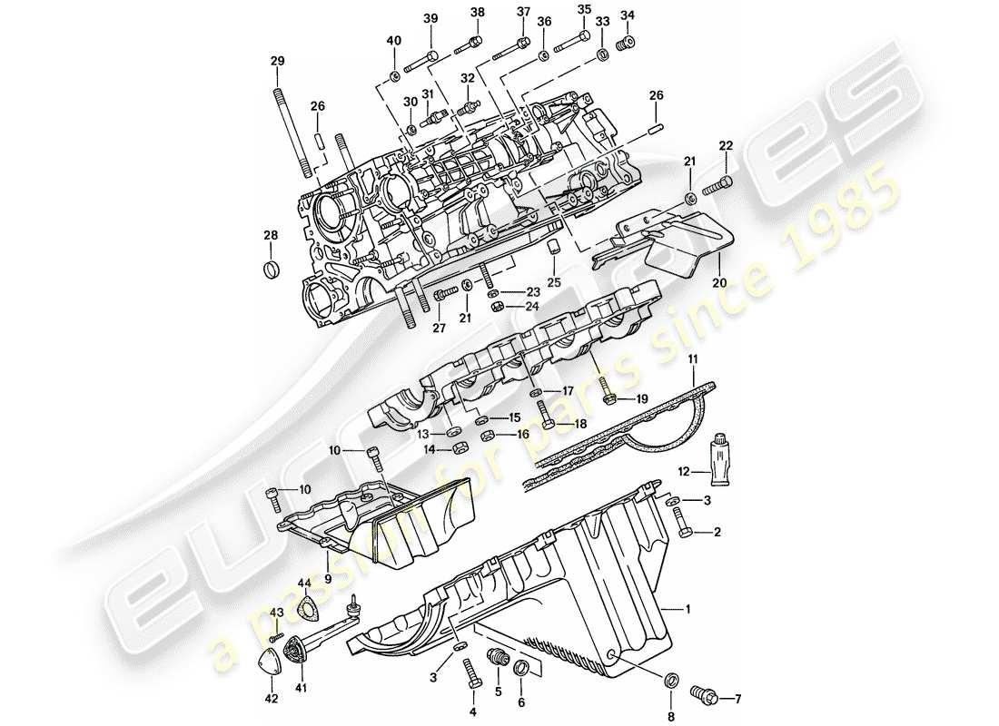 porsche 924s (1986) crankcase - fasteners part diagram