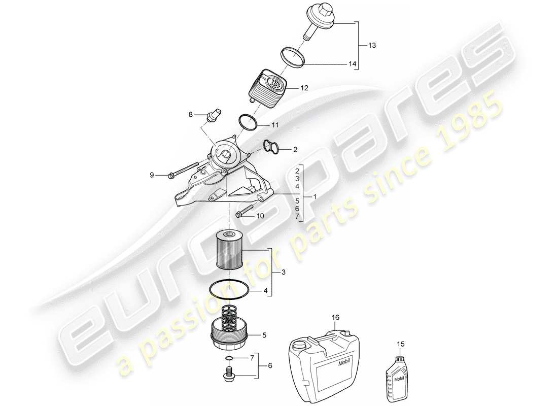 porsche cayenne (2006) oil filter part diagram