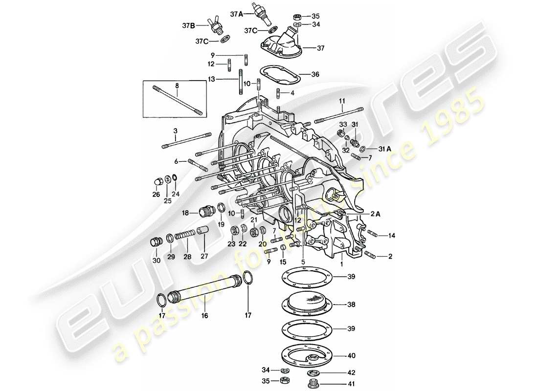 porsche 911 (1979) crankcase - repair set for maintenance - see illustration: part diagram