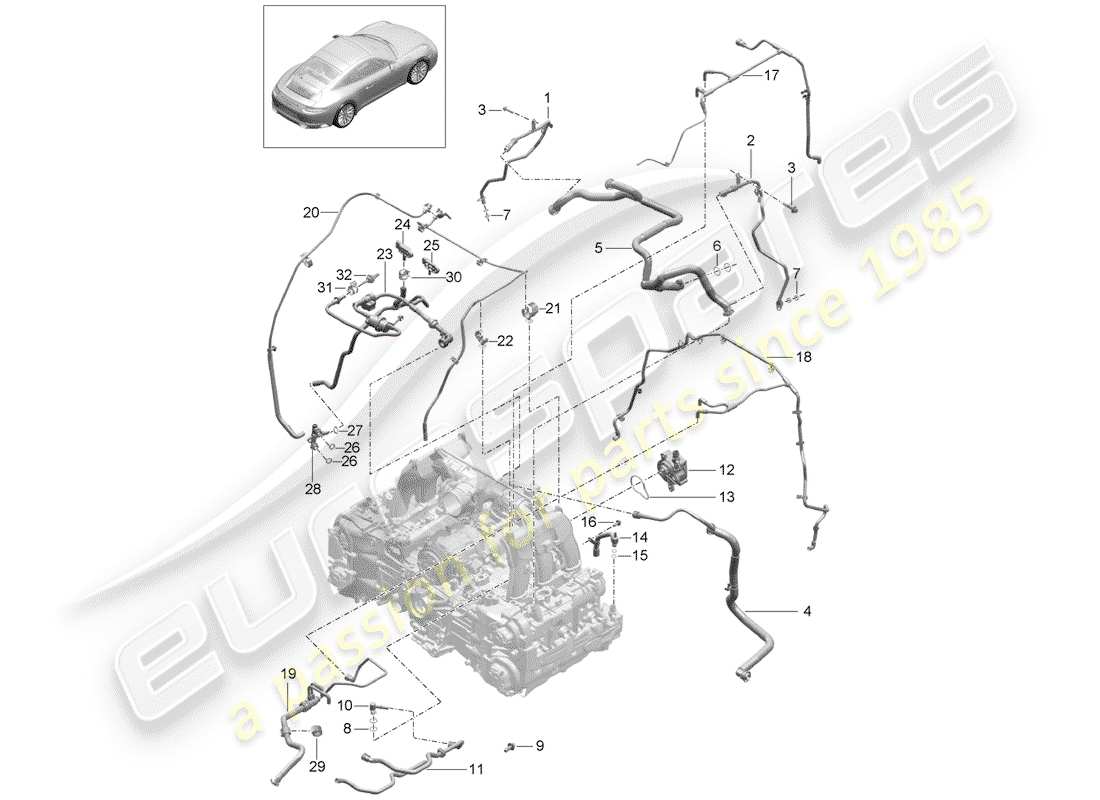 porsche 991 gen. 2 (2018) crankcase breather part diagram