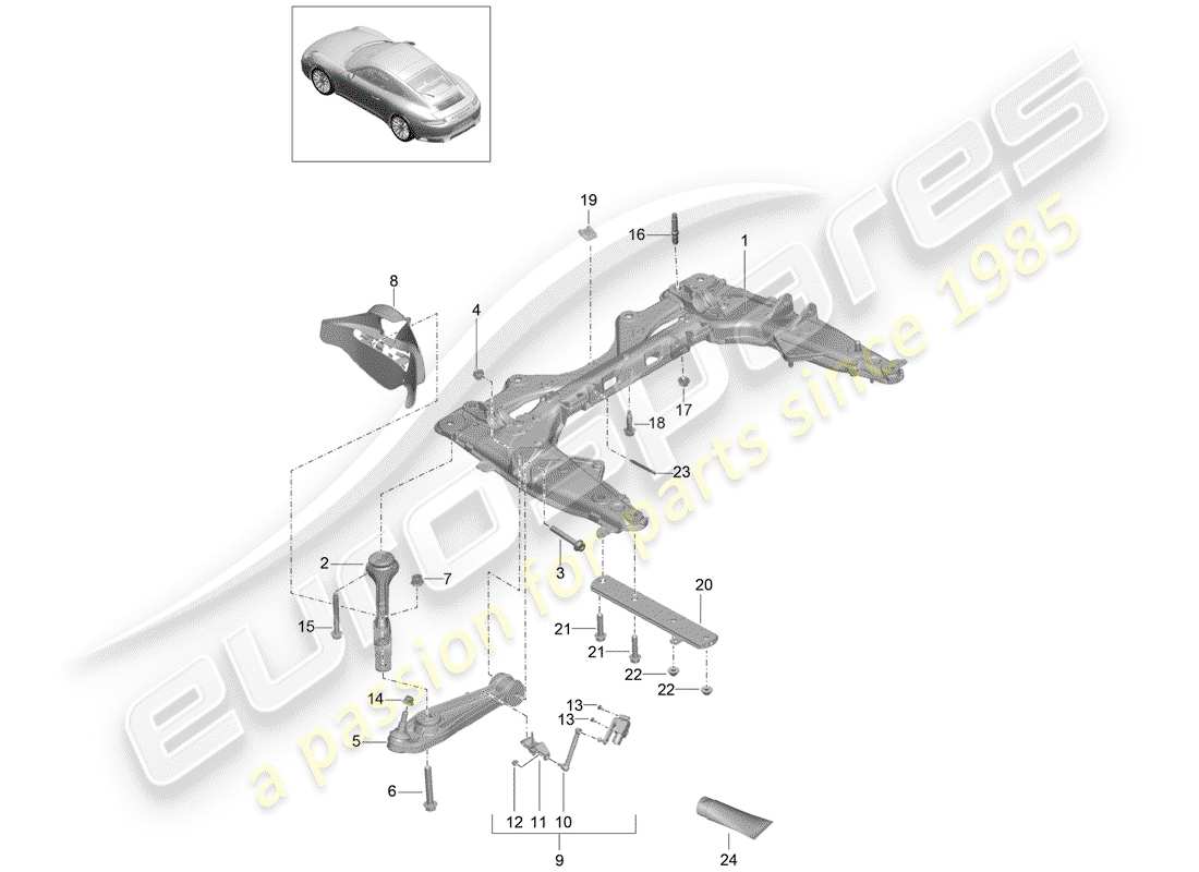 porsche 991 gen. 2 (2018) cross member part diagram