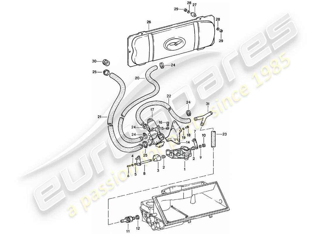 porsche 911 (1979) supplier - -spm- - vacuum system - for - clutch release part diagram