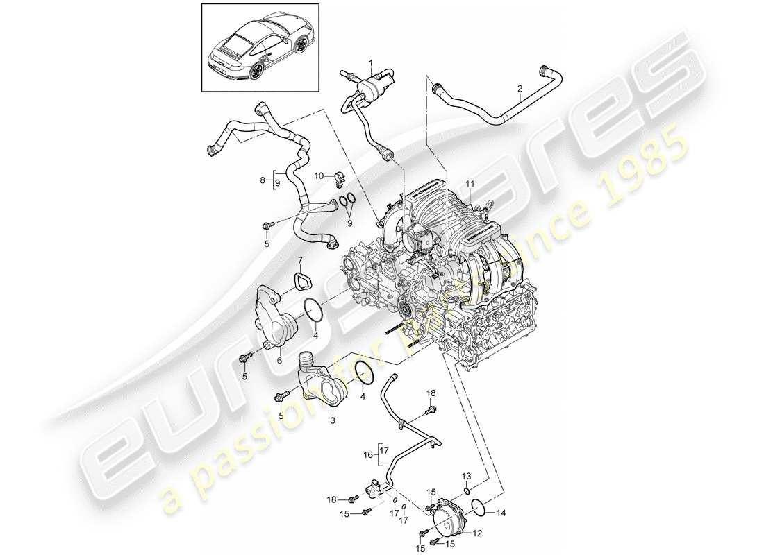 porsche 911 t/gt2rs (2011) crankcase part diagram