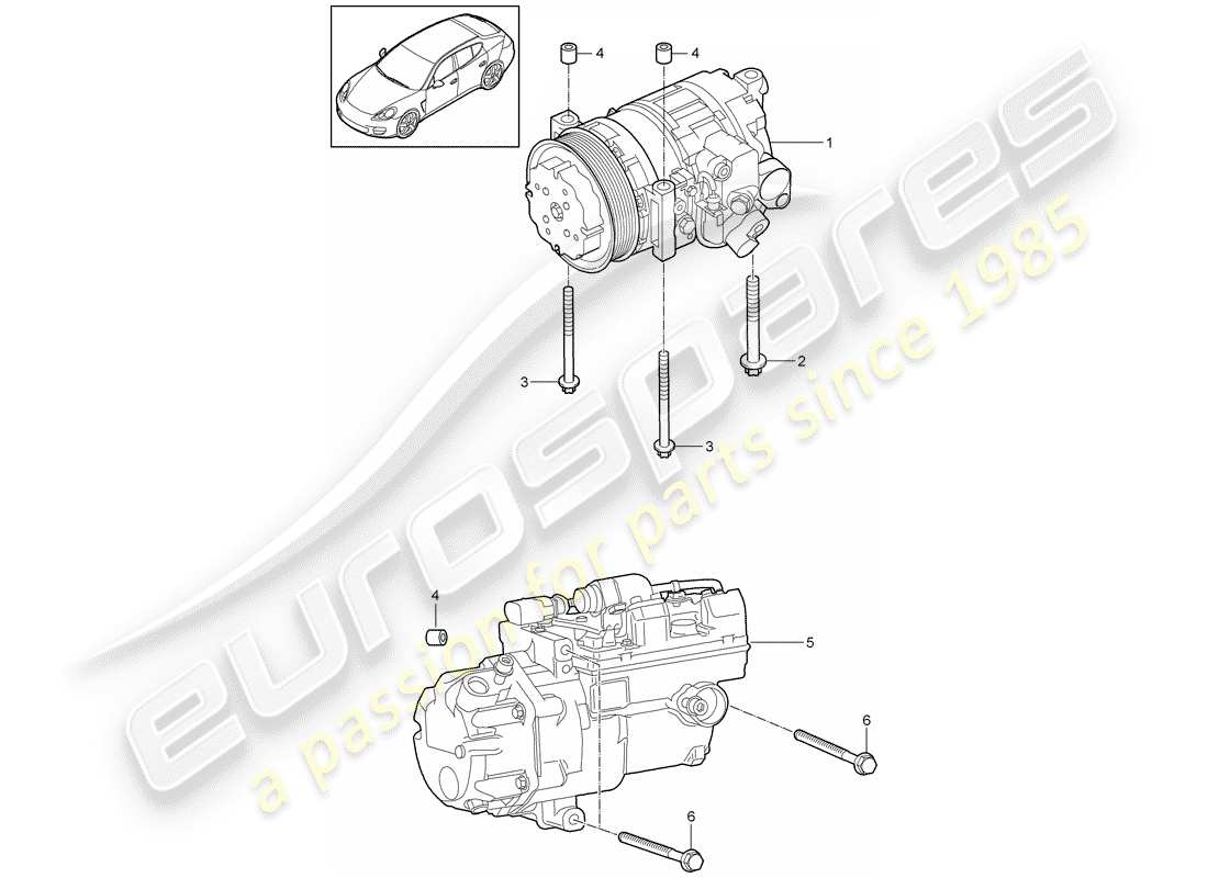 porsche panamera 970 (2012) compressor part diagram