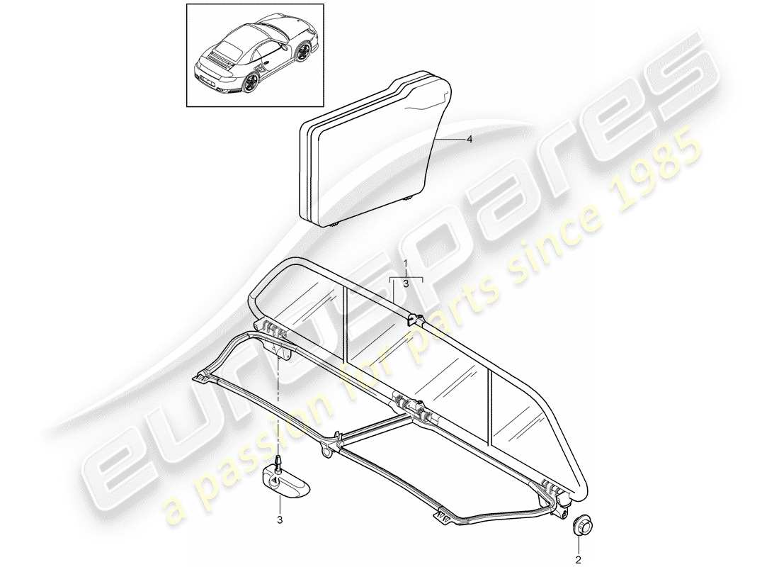 porsche 911 t/gt2rs (2011) windscreen part diagram