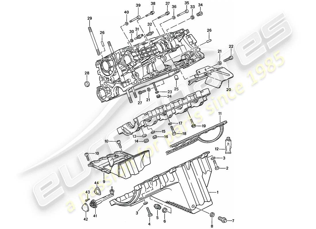 porsche 944 (1988) crankcase - fasteners - d - mj 1987>> part diagram