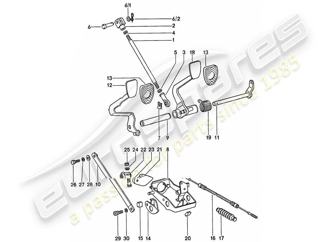 porsche 911 (1976) pedals - for vehicles with - brake booster part diagram