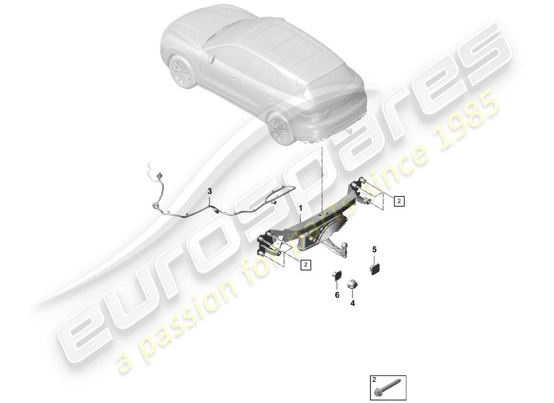 porsche cayenne e3 (2019) tow hitch part diagram