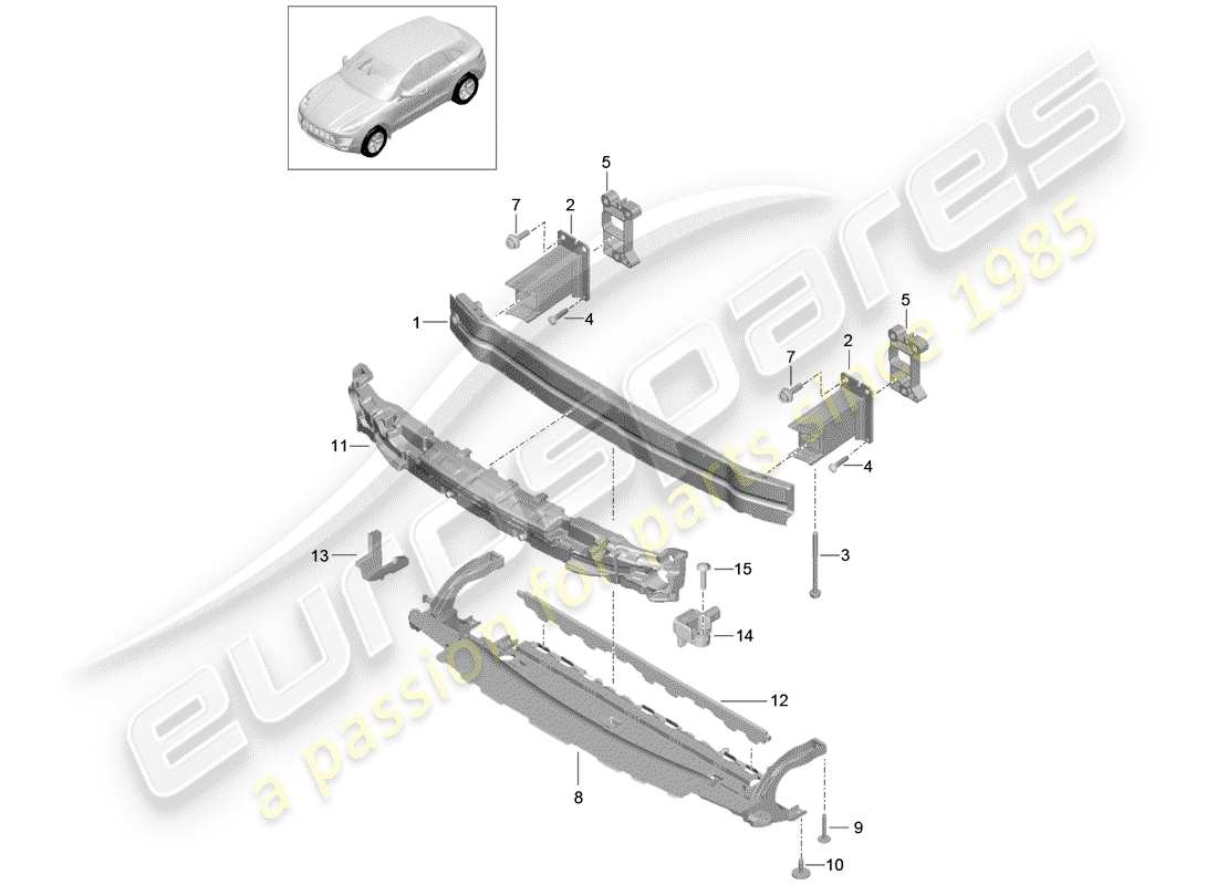 porsche macan (2018) bumper bracket part diagram