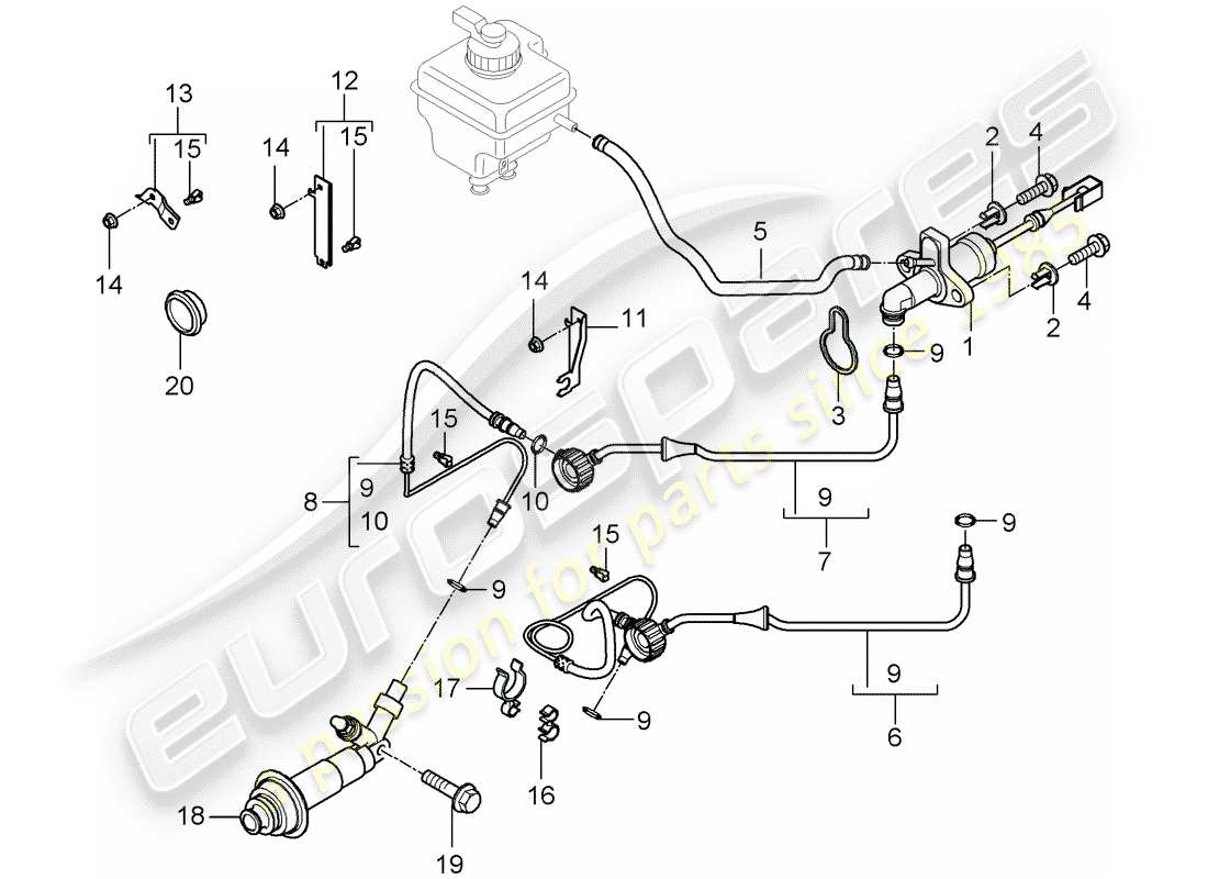 porsche cayenne (2010) hydraulic clutch part diagram