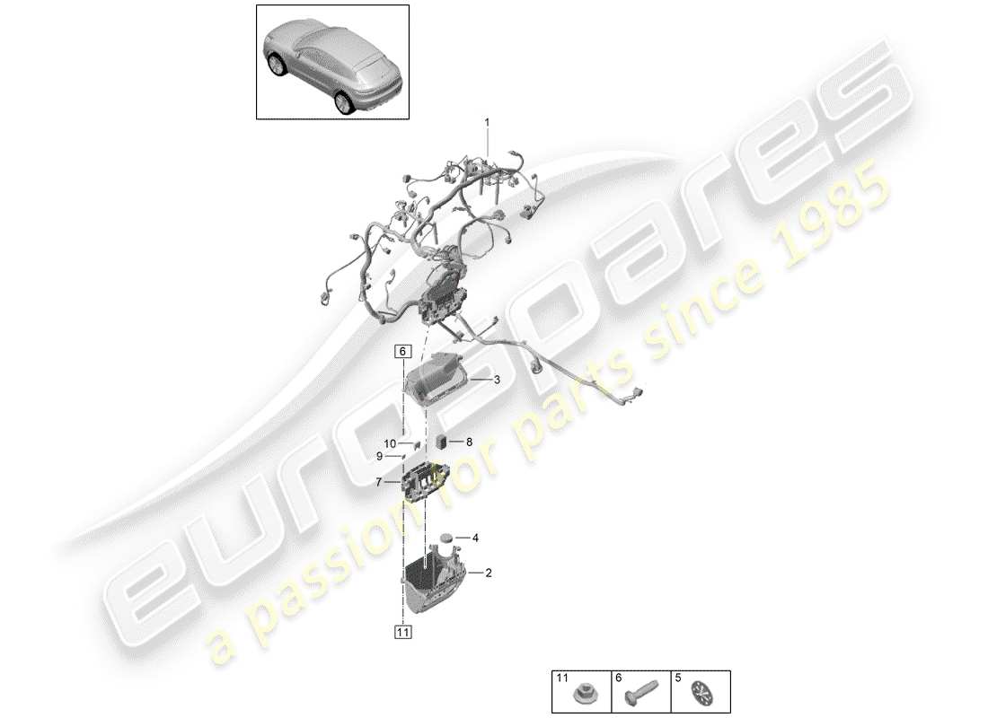 porsche macan (2019) harness part diagram