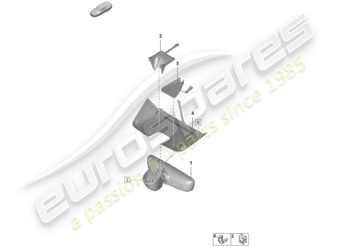 porsche 2020 rear view mirror inner part diagram