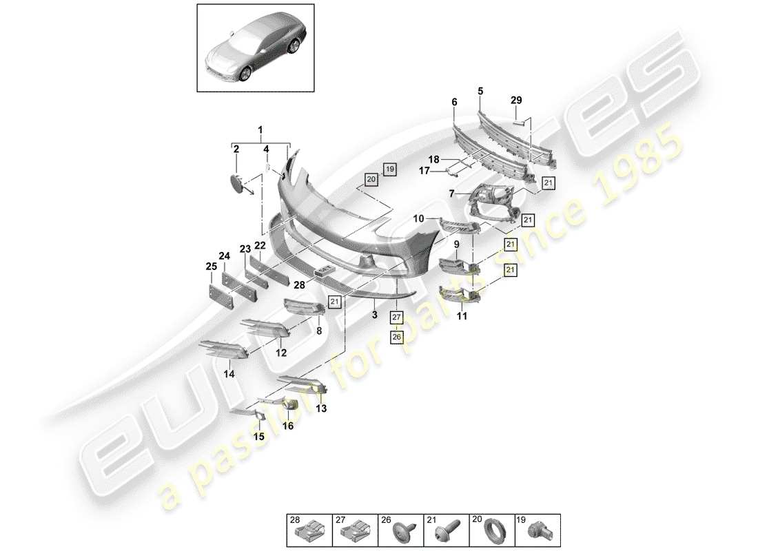 porsche panamera 971 (2017) bumper part diagram