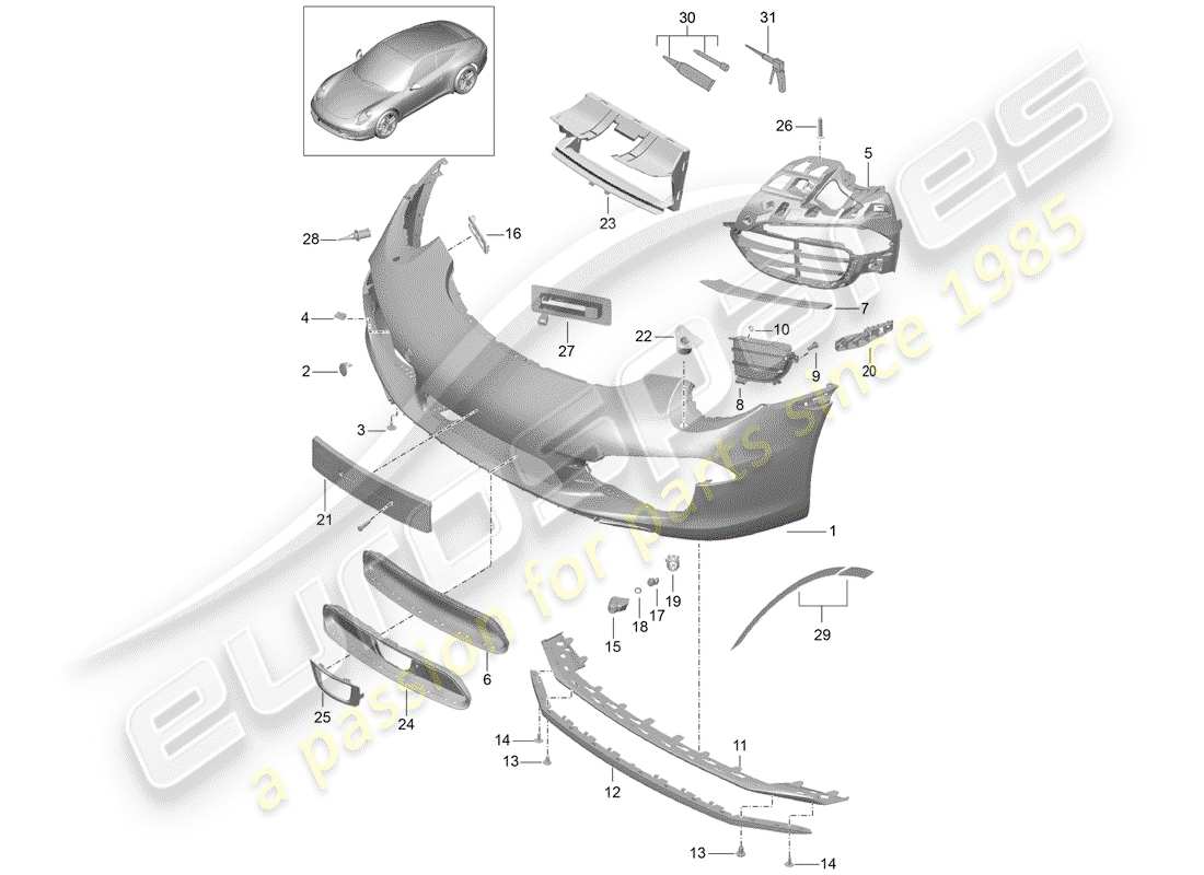 porsche 991 (2014) bumper part diagram