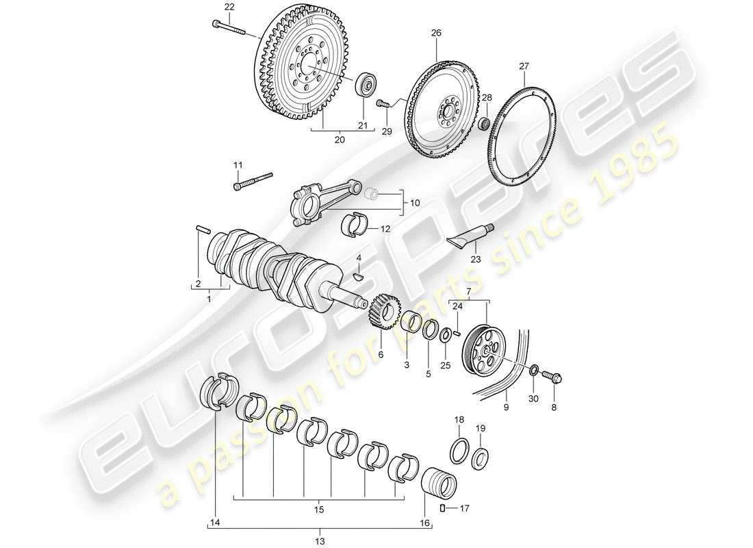 porsche 997 gt3 (2011) crankshaft part diagram