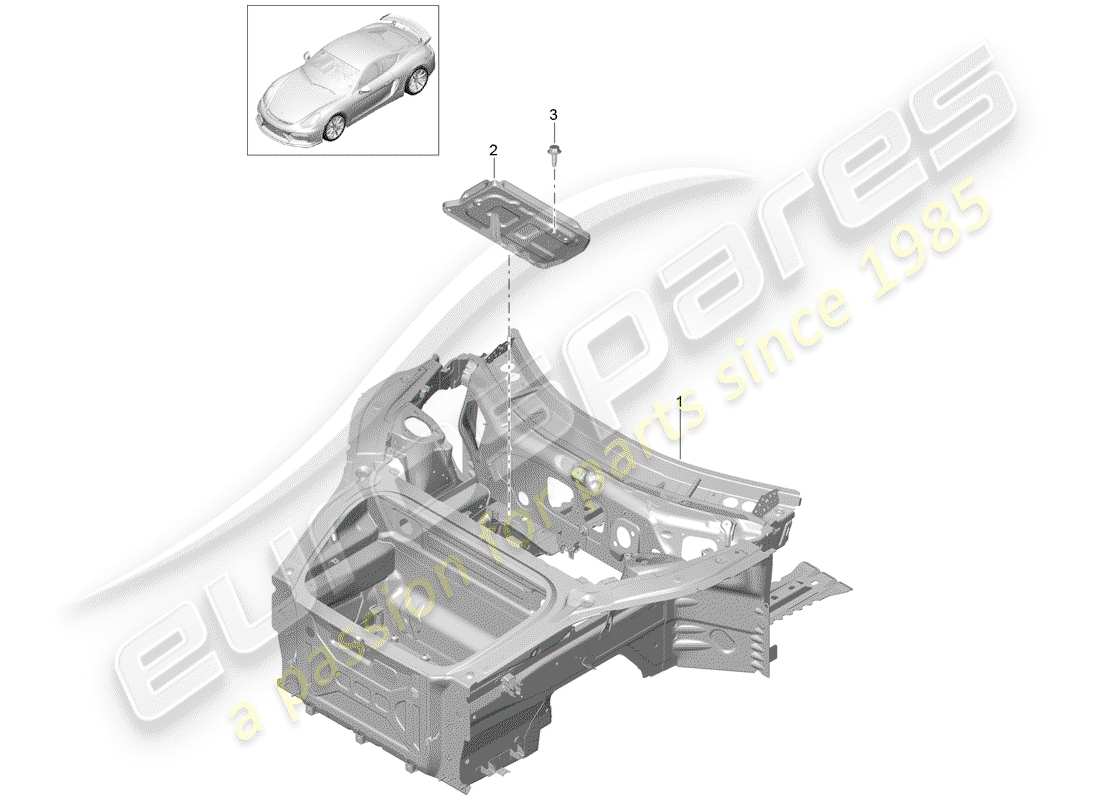 porsche cayman gt4 (2016) front end part diagram