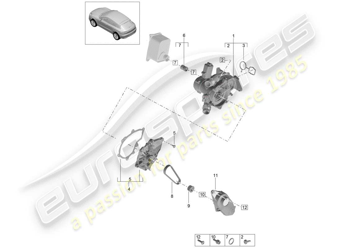 porsche macan (2020) thermostat part diagram