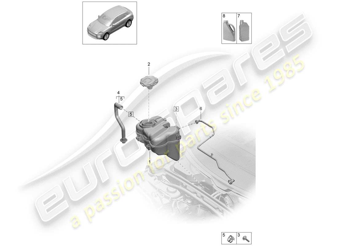 porsche macan (2019) coolant expansion tank part diagram