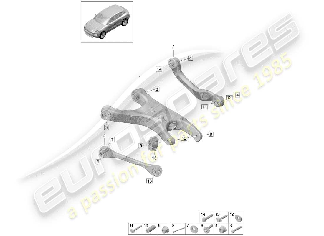 porsche macan (2019) track control arm part diagram