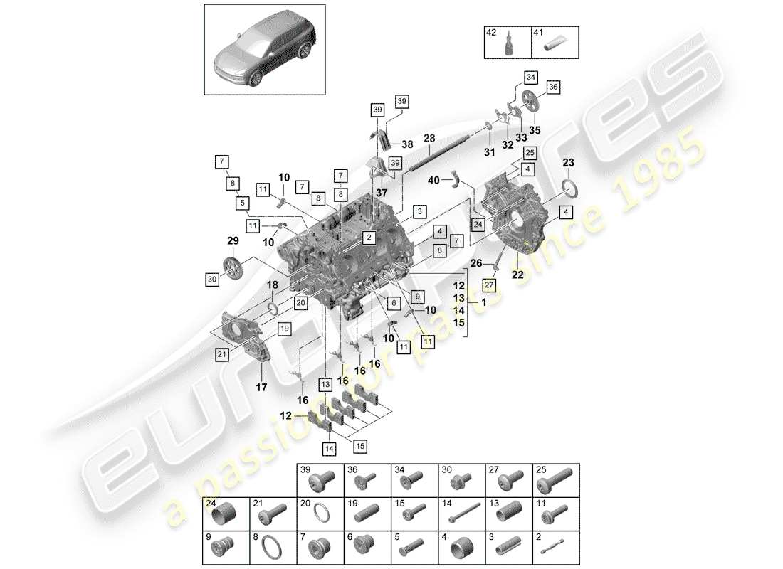 porsche cayenne e3 (2019) crankcase part diagram