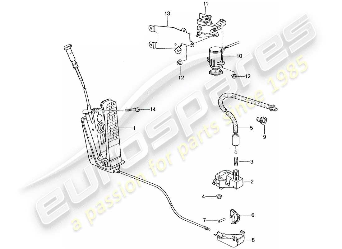 porsche boxster 986 (2004) brake and acc. pedal assembly - throttle control part diagram