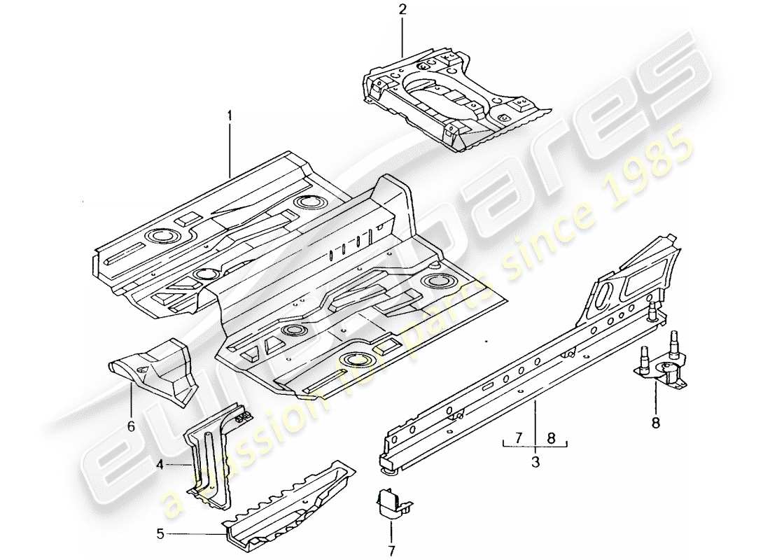 porsche boxster 986 (2004) floor plates part diagram