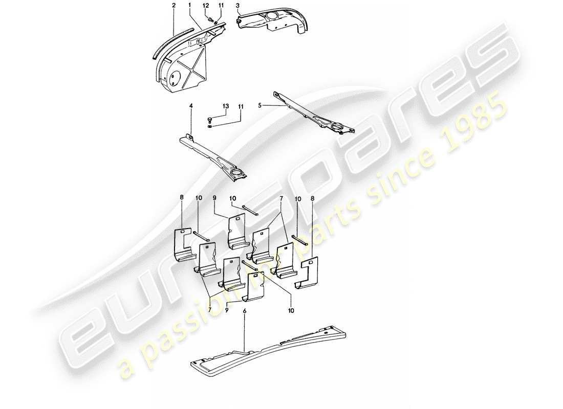 porsche 914 (1972) engine cover - air duct part diagram