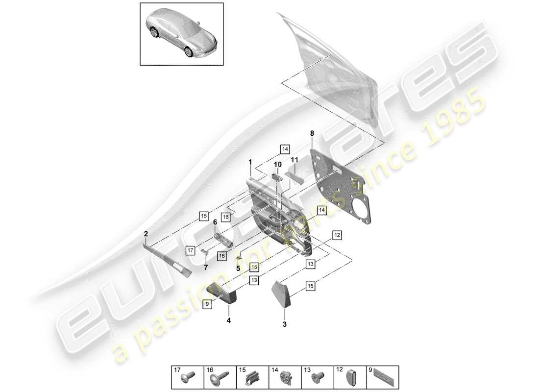 porsche panamera 971 (2020) door panel part diagram