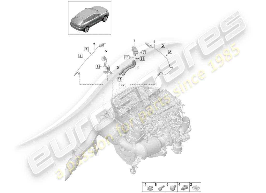 porsche macan (2020) differential pressure sensor part diagram