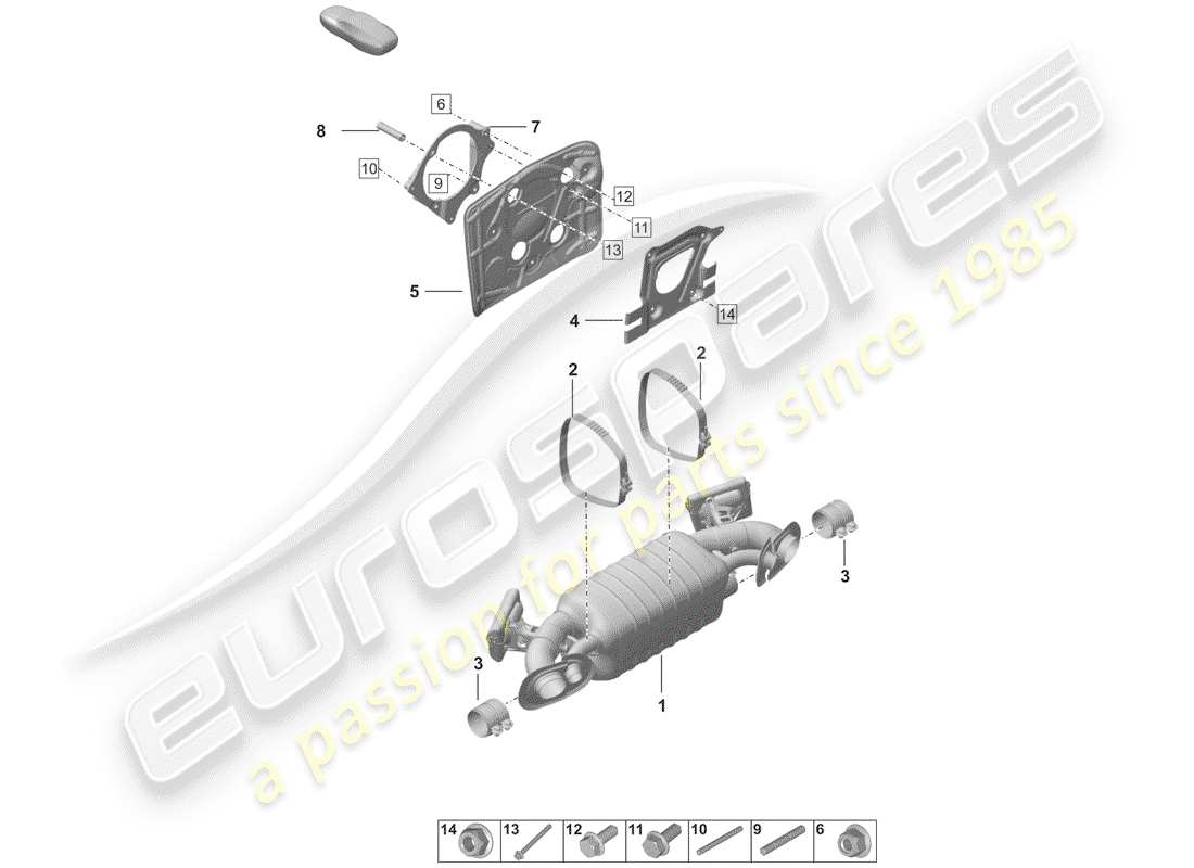 porsche 2020 silencer part diagram