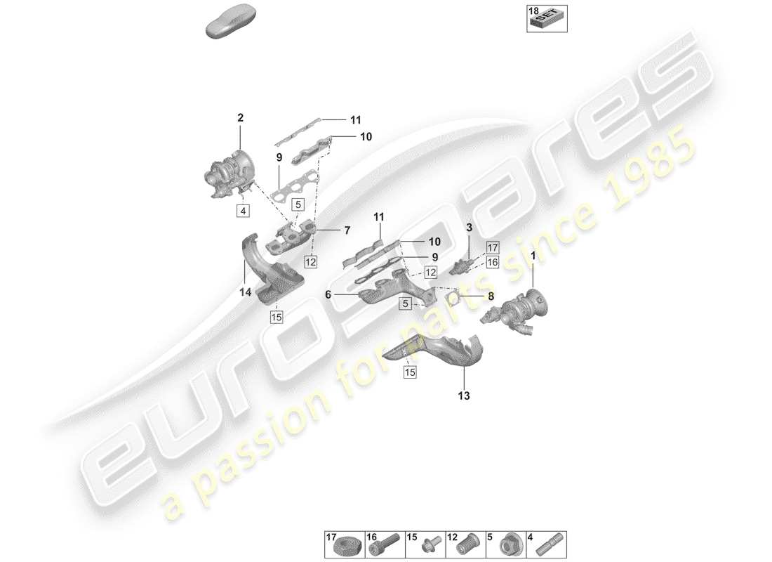 porsche 2019 exhaust gas turbocharger part diagram